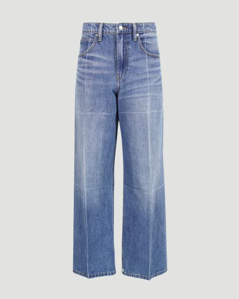 Foldline Wide Straight-Leg Jeans