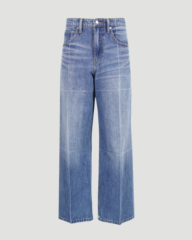 Foldline Wide Straight-Leg Jeans