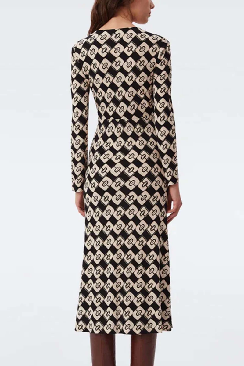 Рокли Dvf Timmy Midi Dress DVFDL3Q017PYCKB B2384 paisley chainlink black — снимка 2