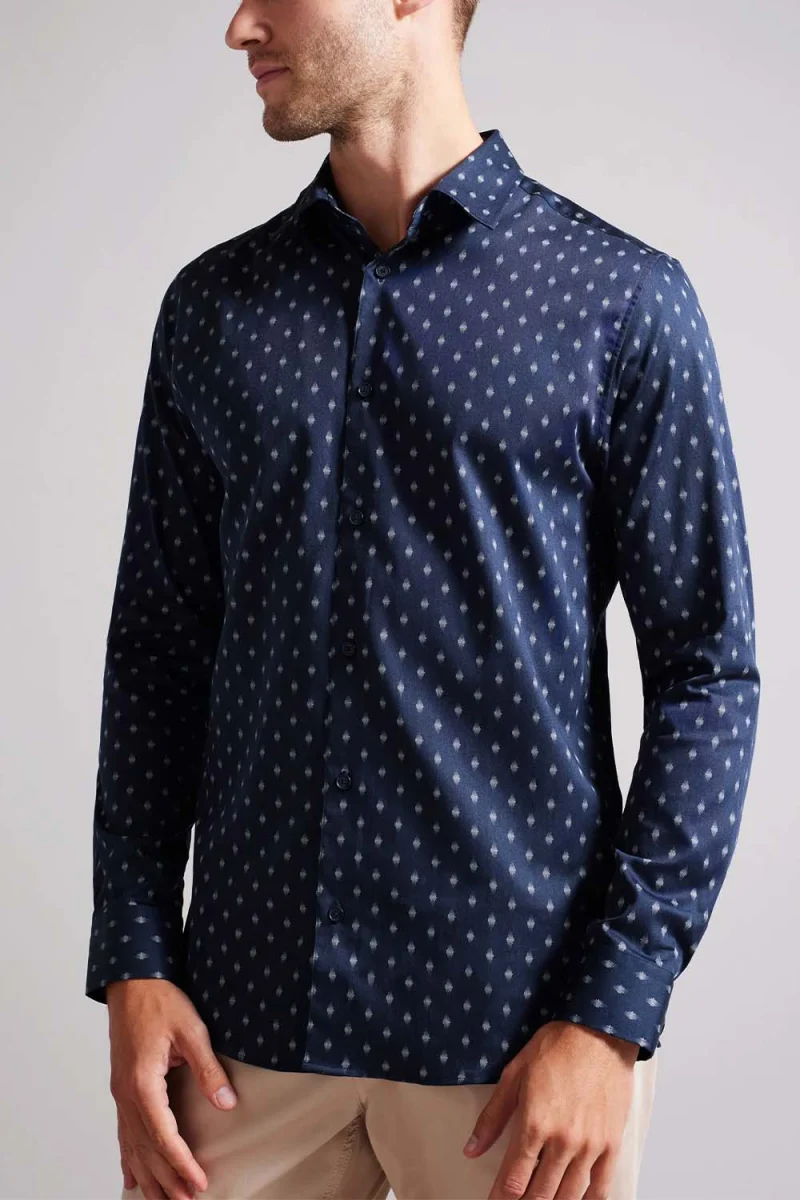 Риза Ardea Ls Pen Dot Geo Print Shirt 272171 navy — снимка 2