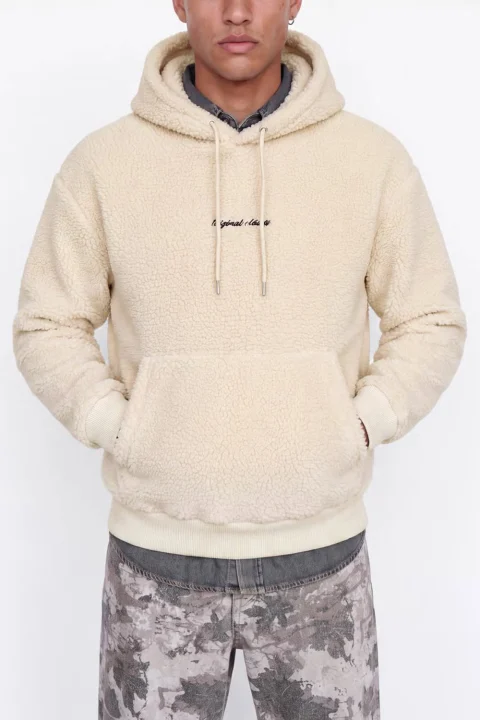 Суичър Jornorrebro Emb Teddy Hood 12300016 13-0401 TCX oatmeal — снимка 2