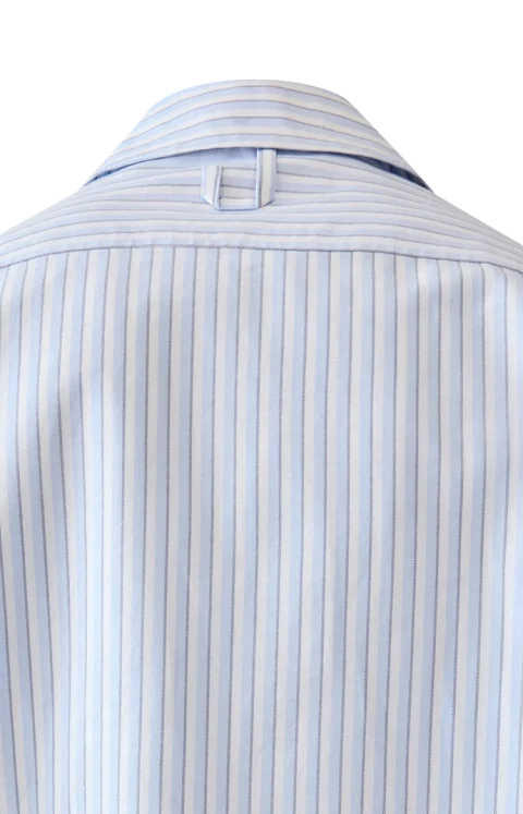 Long-Sleeve Zip-Front Striped Shirt in Blue — снимка 2