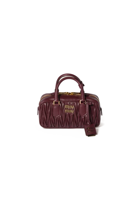 Arcadie Matelassé Nappa Leather Bag in Burgundy