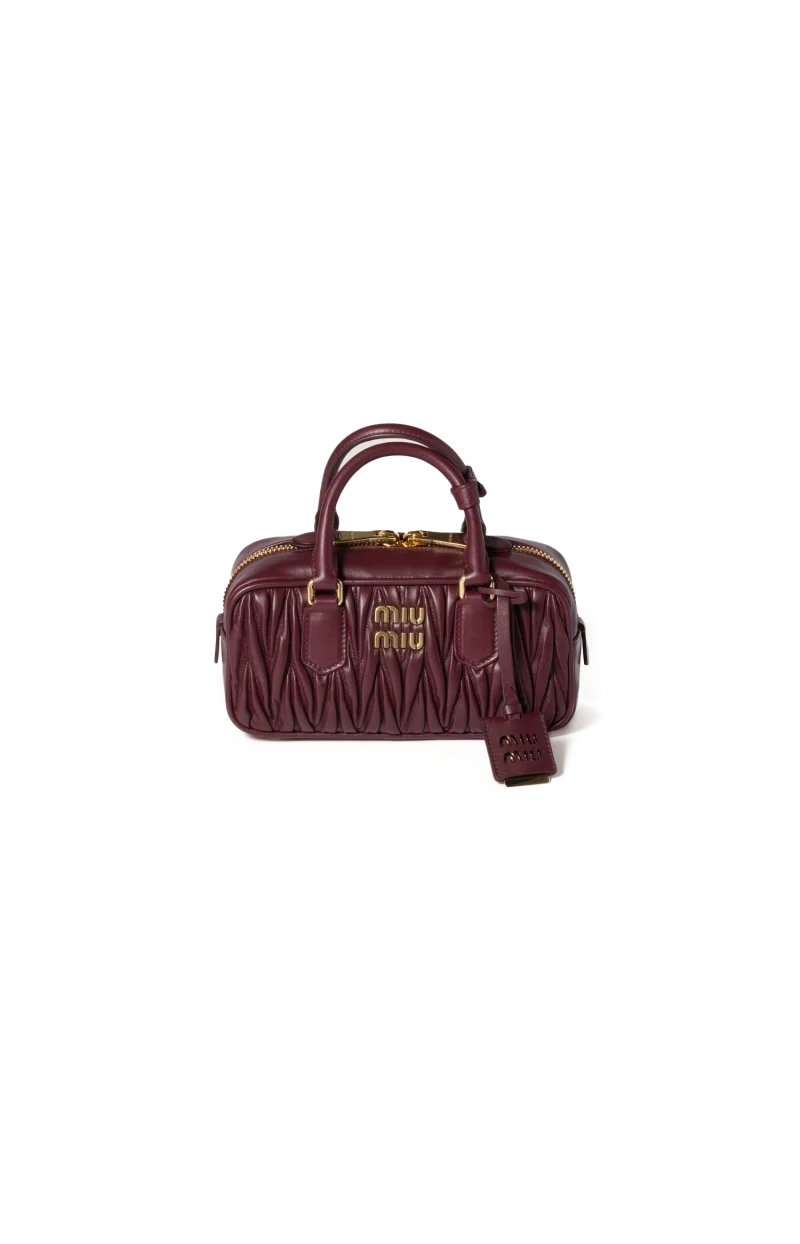 Arcadie Matelassé Nappa Leather Bag in Burgundy