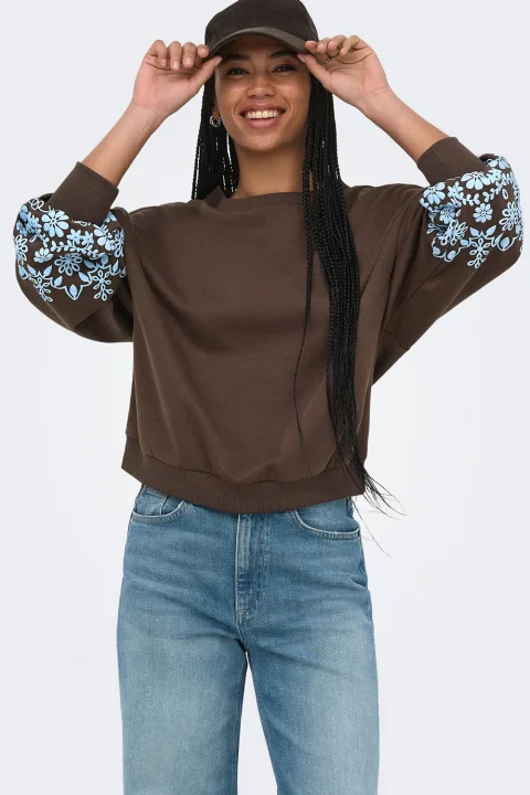 Суичър Onlbrooke L/S O-Neck Flower 15216364 19-1015 TCX bracken — снимка 2