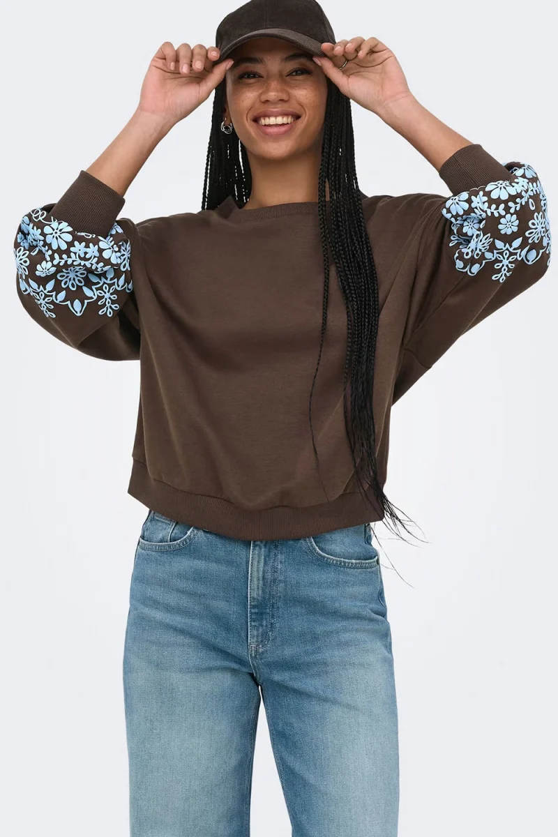 Суичър Onlbrooke L/S O-Neck Flower 15216364 19-1015 TCX bracken — снимка 2