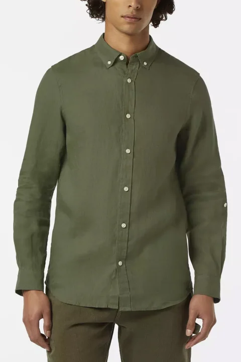 Риза Regular Fit Linen 180016 SC250 army — снимка 2