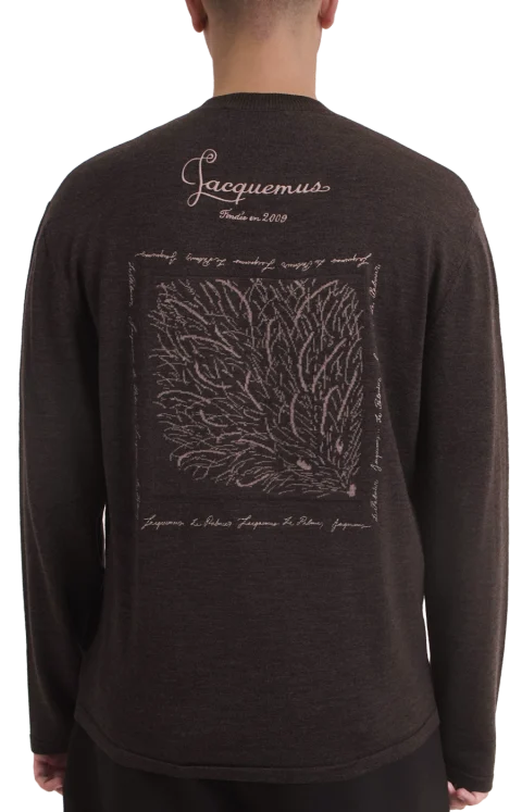 Herisson Embroidered Crew-Neck Sweater in Brown — снимка 2