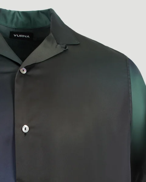 Printed Short-Sleeve Shirt in Dark Green — снимка 3