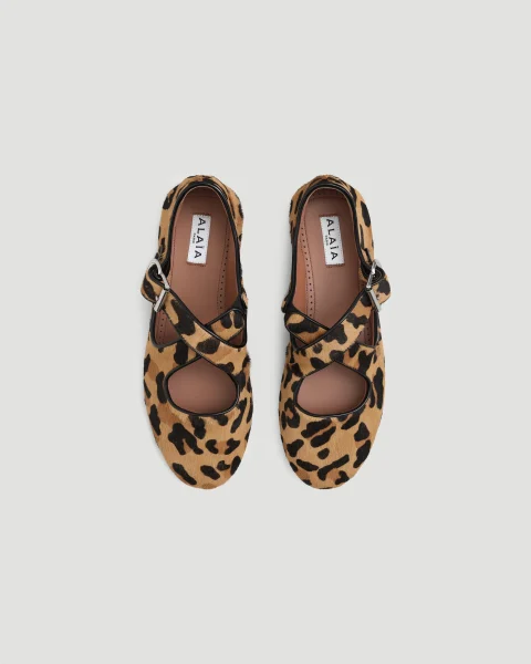 Criss Cross Ballet Flats in Leopard Haircalf — снимка 3