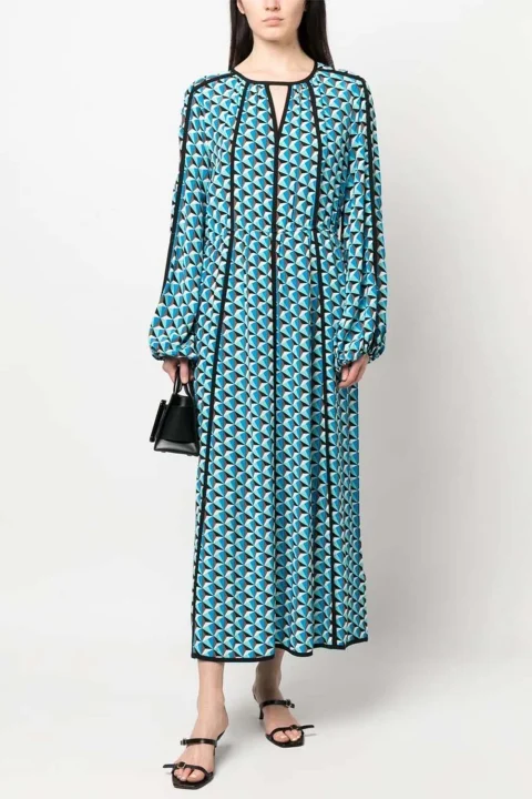 Рокля Dvf Scott Dress DVFDL1R027FGMGT february geo med goddess turq — снимка 2