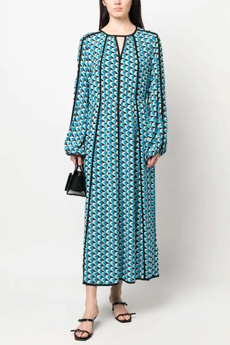 Рокля Dvf Scott Dress DVFDL1R027FGMGT february geo med goddess turq — снимка 2