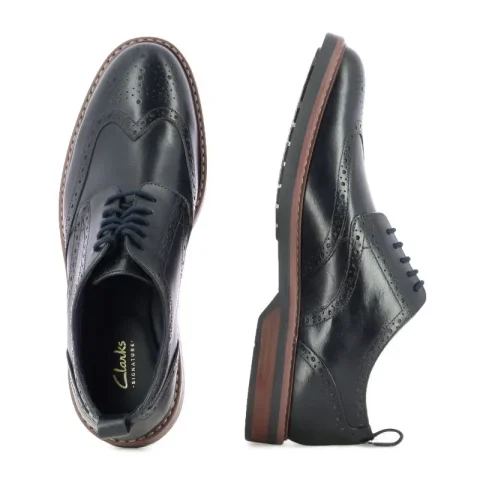 Мъжки Ежедневни CLARKS – 26178471 ALDWIN LIMIT NAVY LEATHER_1 — снимка 5
