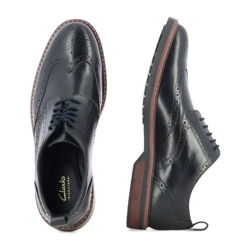 Мъжки Ежедневни CLARKS – 26178471 ALDWIN LIMIT NAVY LEATHER_1 — снимка 5