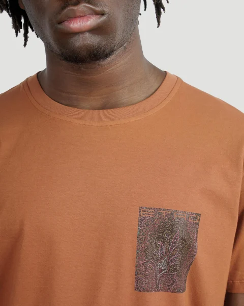 Cotton T-Shirt in Brick — снимка 3