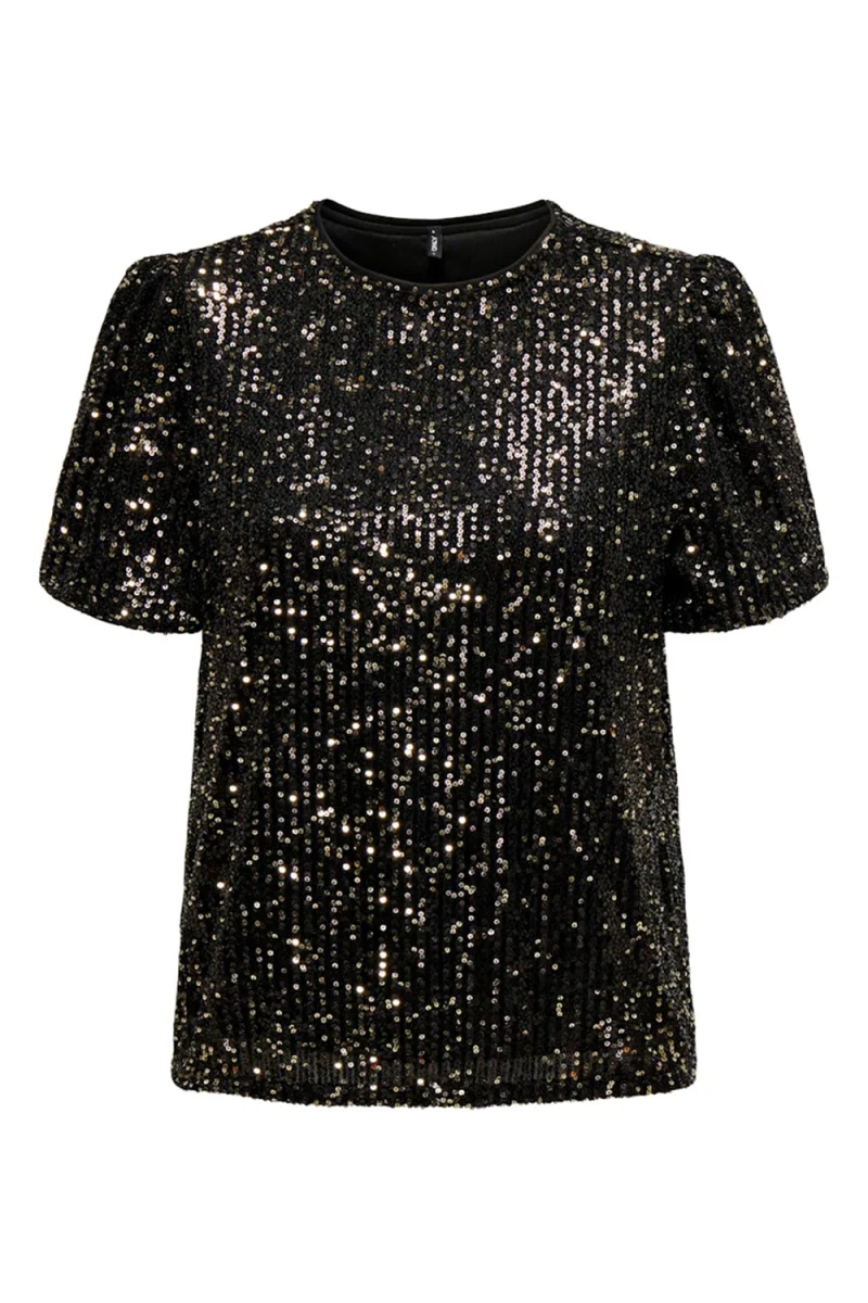 Top Onlana S/S Loose Sequins Jrs 15333850 C-N10 black