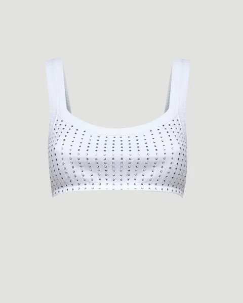 Rhinestone Top in White