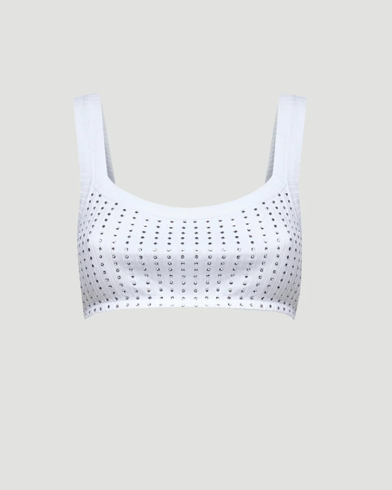 Rhinestone Top in White