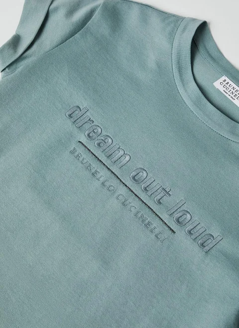 Тишърт с бродерия 'Dream Out Loud' Brunello Cucinelli Kids — снимка 2