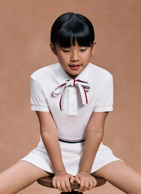 Полошърт с панделка Brunello Cucinelli Kids 4-6 — снимка 4