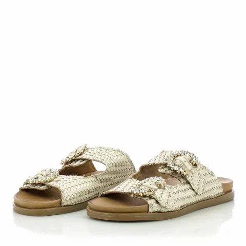 Дамски Равни Чехли CARLO FABIANI – 030-03-2969 CREMA/GOLD — снимка 3
