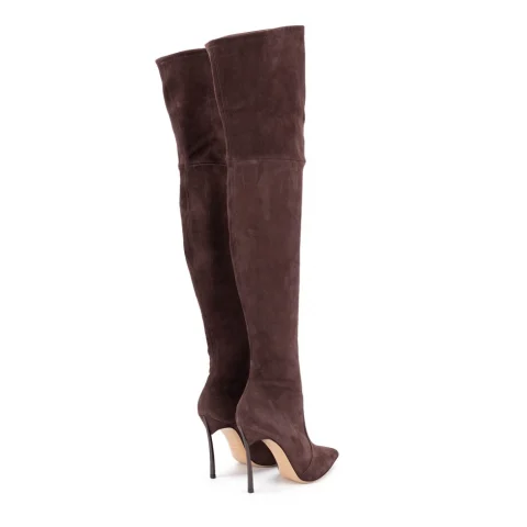 Дамски кафяви чизми с ток "Blade" Casadei — снимка 9