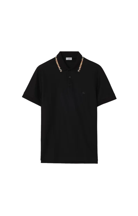Check-Trim Cotton Polo Shirt