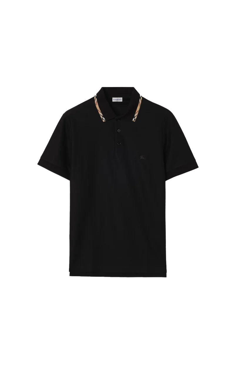 Check-Trim Cotton Polo Shirt