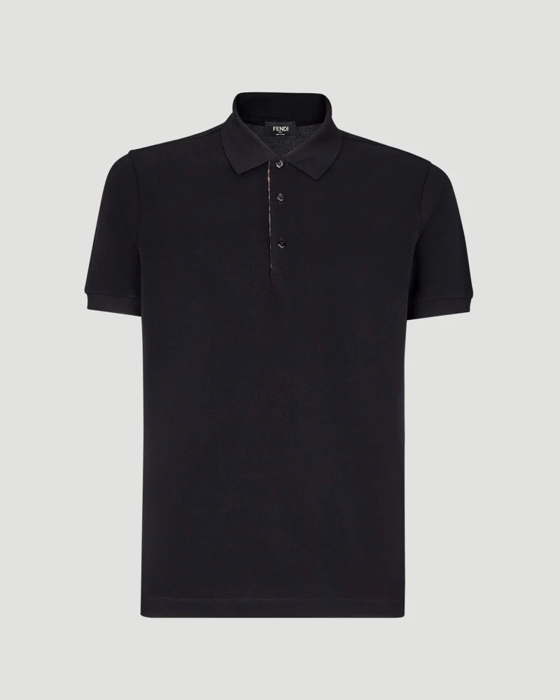 Piqué Polo Shirt in Black