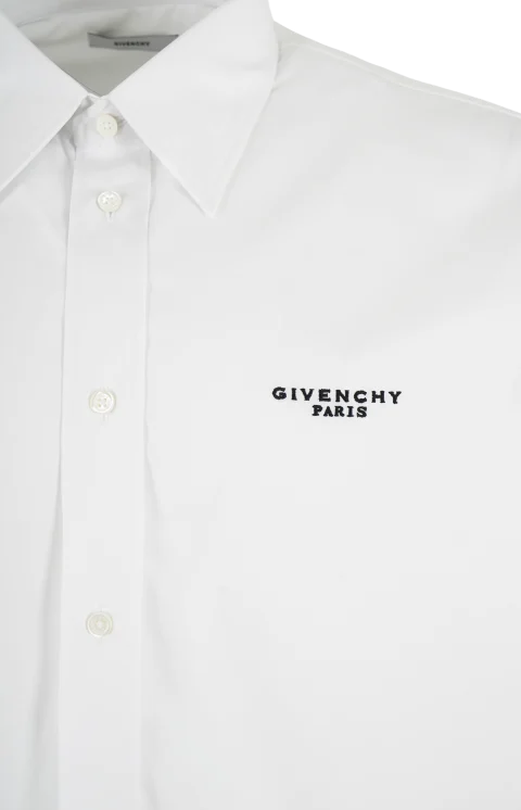 Shirt in Cotton Poplin with Givenchy Stamp Embroidery — снимка 2