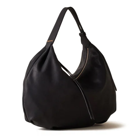 Дамска черна чанта Prive Hobo Bag BORBONESE — снимка 6