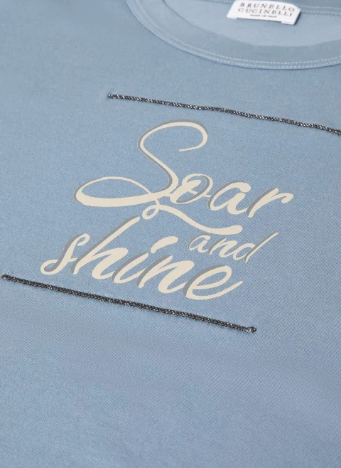 Тишърт с принт 'Soar and Shine' Brunello Cucinelli Kids — снимка 3