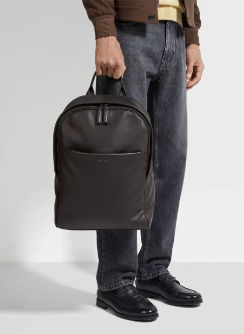 Раница от естествена кожа Zegna — снимка 5