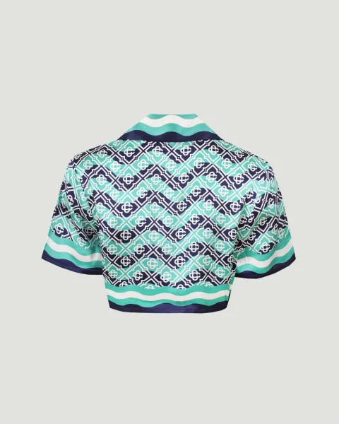 Monogram Wave Cropped Shirt — снимка 3