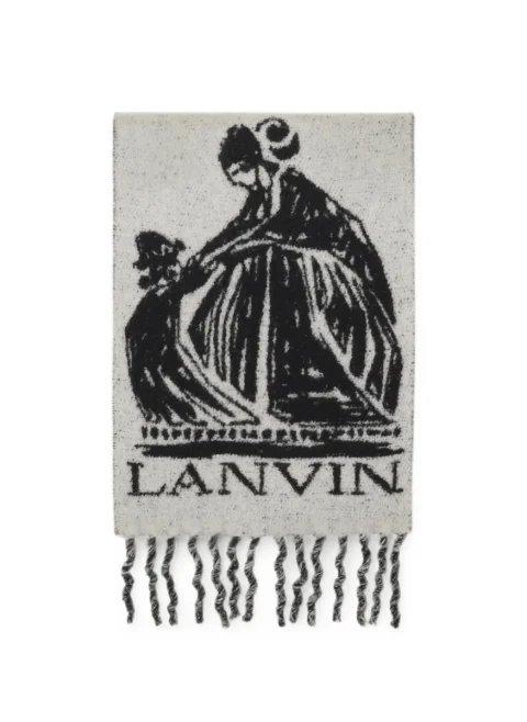 Вълнен шал с лого принт Lanvin
