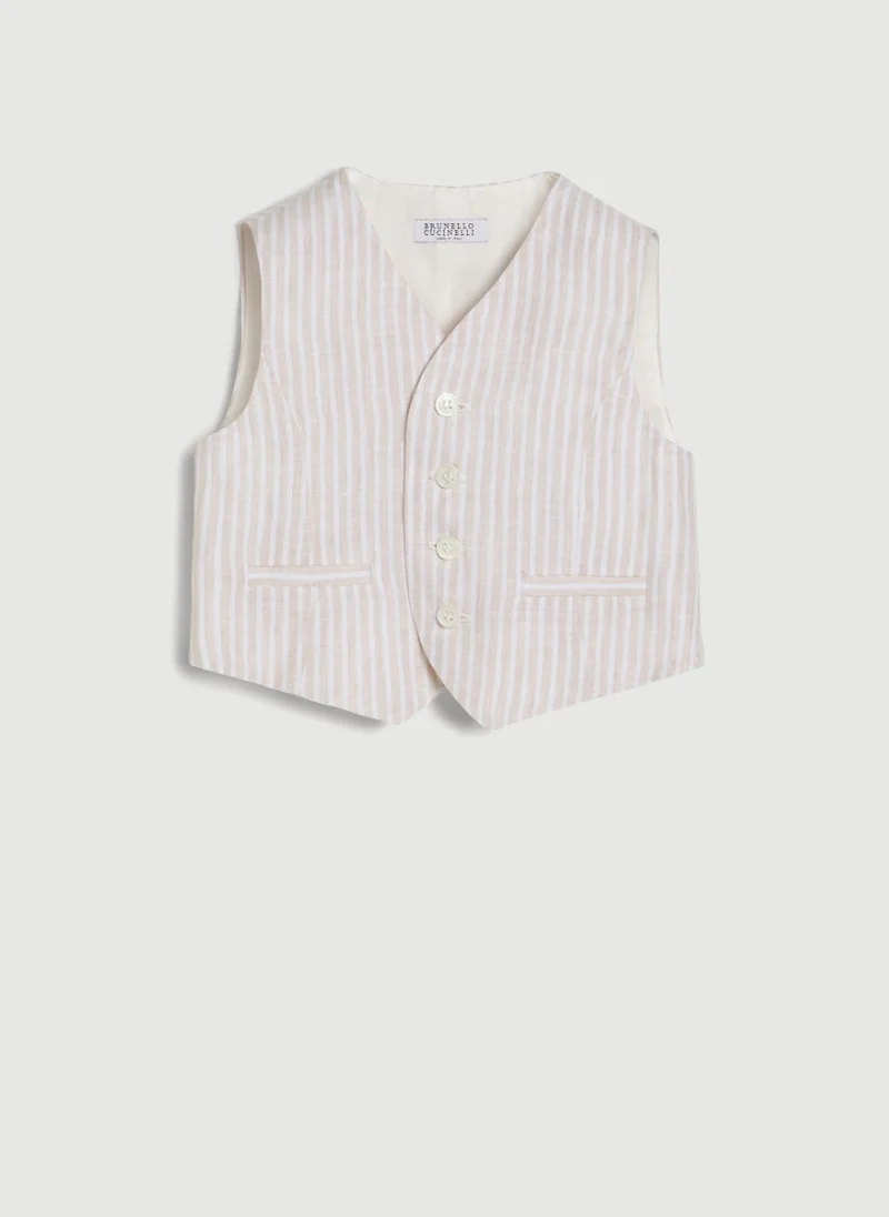 Раиран елек от лен Brunello Cucinelli Kids 12-18M