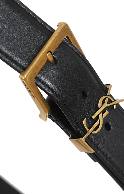 Men's Cassandre Leather Belt in Black — снимка 2