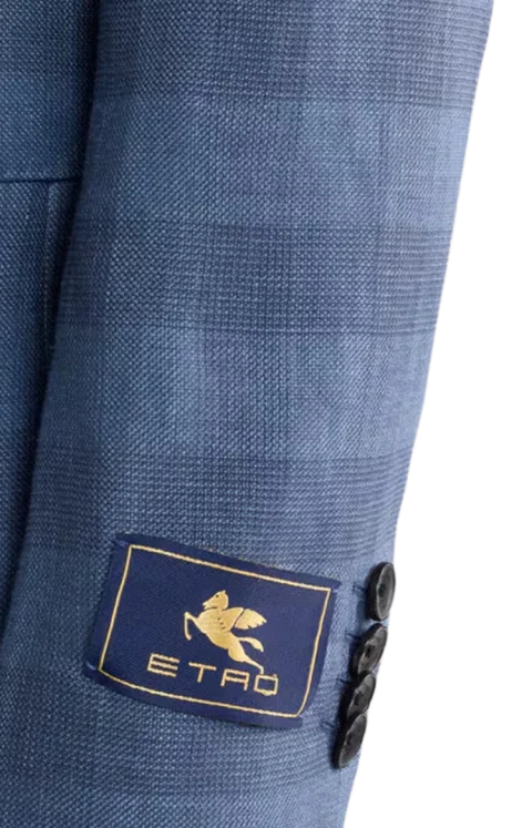 Single-Breasted Linen-Blend Jacquard Jacket with Check Motif — снимка 2