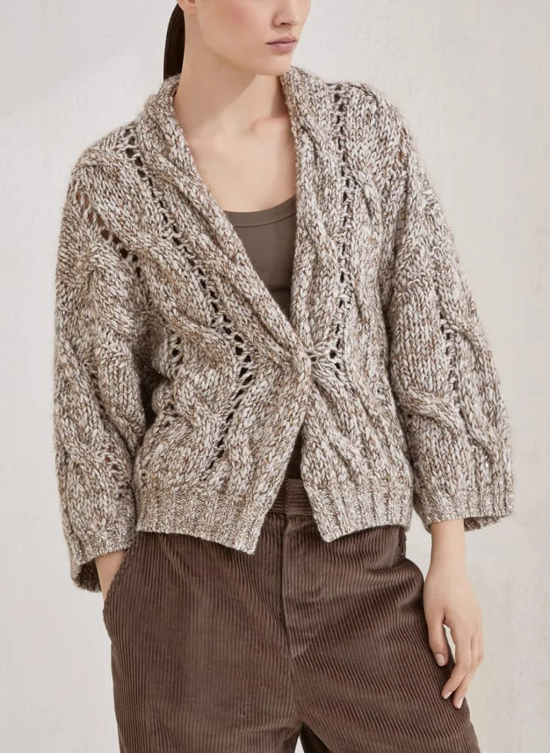 Жилетка с пайети 'Cable knit' Brunello Cucinelli — снимка 2