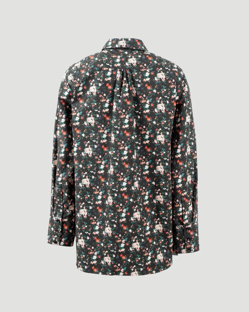 Pleated Floral Cotton Shirt — снимка 2