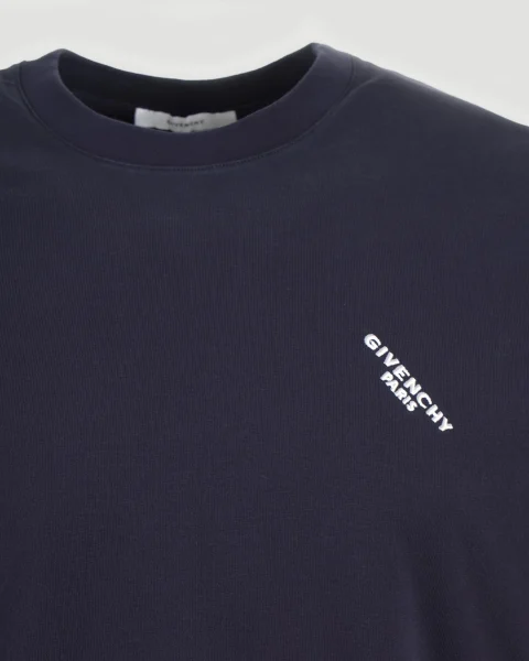 Cotton T-Shirt with Givenchy Shadow Print in Dark Navy — снимка 2