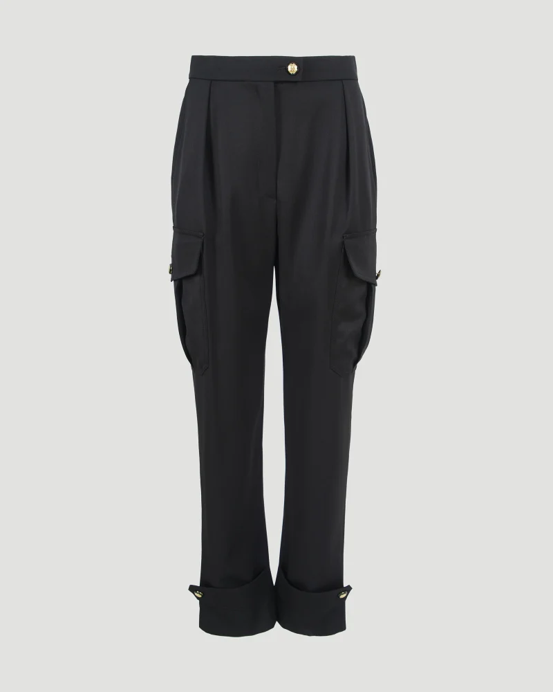 Women's Wool Trousers in Black