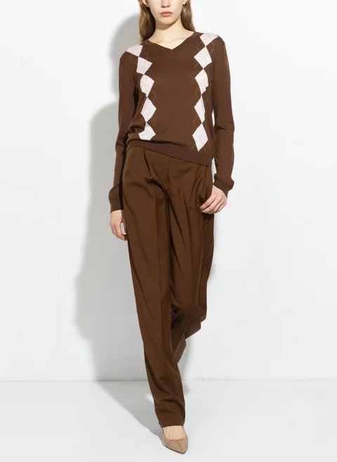 Панталон от фина вълна с колан Max Mara Studio Mstbacio