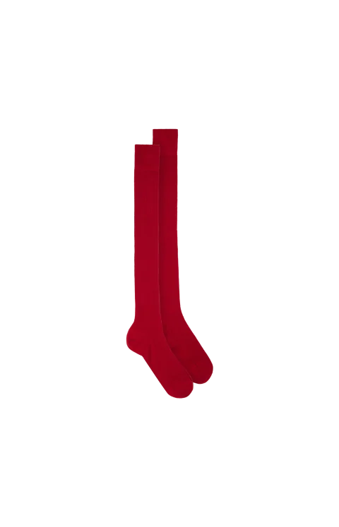 Red Ribbed Wool Socks