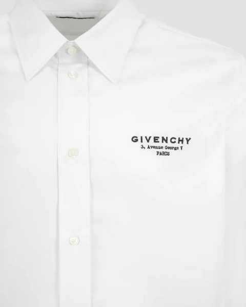 White Poplin Shirt with Logo Embroidery — снимка 2