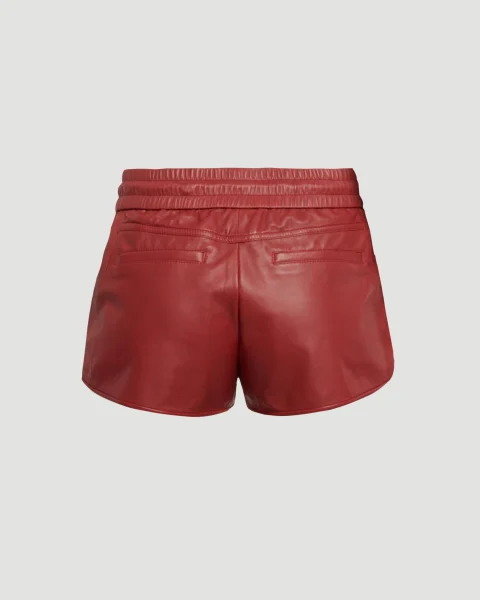 Leather Shorts in Bordeaux — снимка 2