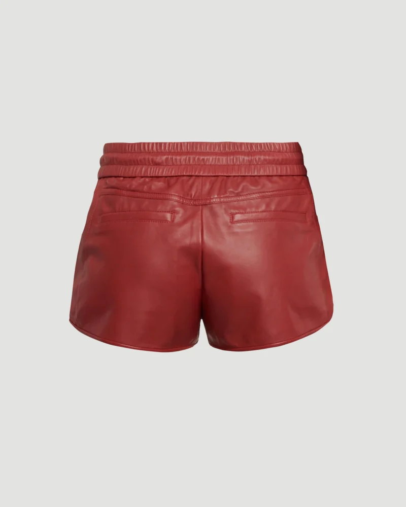 Leather Shorts in Bordeaux — снимка 2