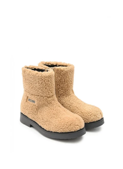 Боти с лого 'faux-shearling' Moschino Kids — снимка 2