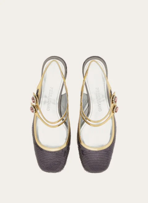 Обувки на ток с пайети Ferragamo — снимка 3