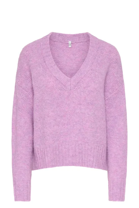 Плетено Onlfiona Loose V-Neck 15382494 16-3416 TCX violet tulle